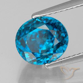 Circón Azul eléctrico natural de 5.46 ct, Ovalada, VVS