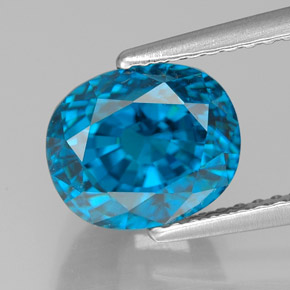 Circón azul natural de 5,40 ct, corte óvalo, VVS
