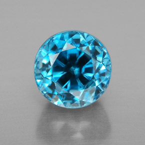 Circón azul natural de 4,38 ct, corte redondo, VVS