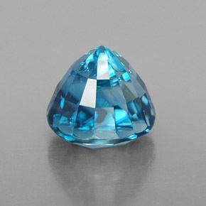 Circón azul natural de 4,38 ct, corte redondo, VVS
