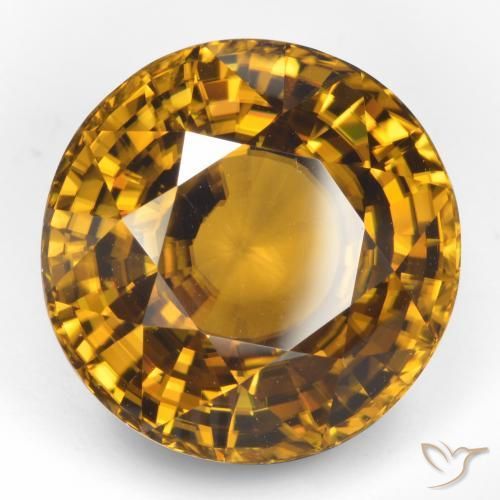 Circón Dorado medio natural de 47.19 ct, Redondo, VVS