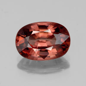 Circón rojo natural de 4,02 ct, corte óvalo, VVS