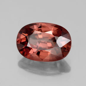 Circón rojo natural de 4,02 ct, corte óvalo, VVS
