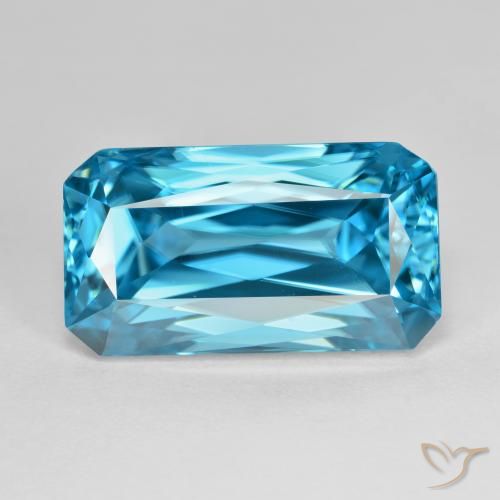 16.80ct Natural Azul eléctrico Circón, corte esmeralda, VVS-VS