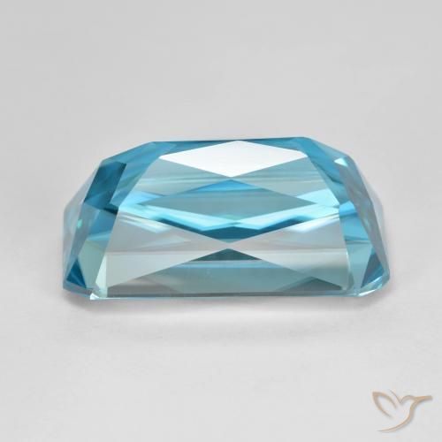 Circón Azul eléctrico natural de 16.80 ct, Corte Octágono / Esmeralda, VVS-VS