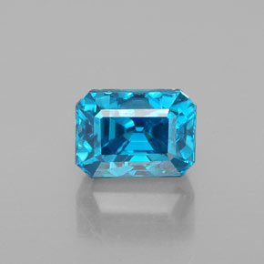 Circón azul natural de 3,72 ct, corte esmeralda, VVS