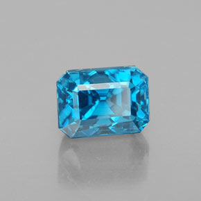 Circón azul natural de 3,72 ct, corte esmeralda, VVS
