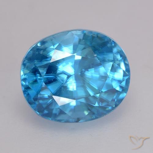 Circón azul natural de 3,06 ct, corte óvalo, VVS