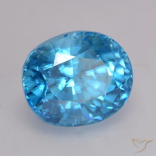 Circón azul natural de 3,06 ct, corte óvalo, VVS
