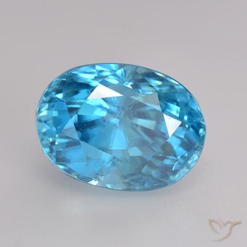 3.66ct Natural Azul medio Circón, Ovalada, VS