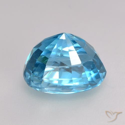 Circón Azul medio natural de 3.66 ct, Ovalada, VS