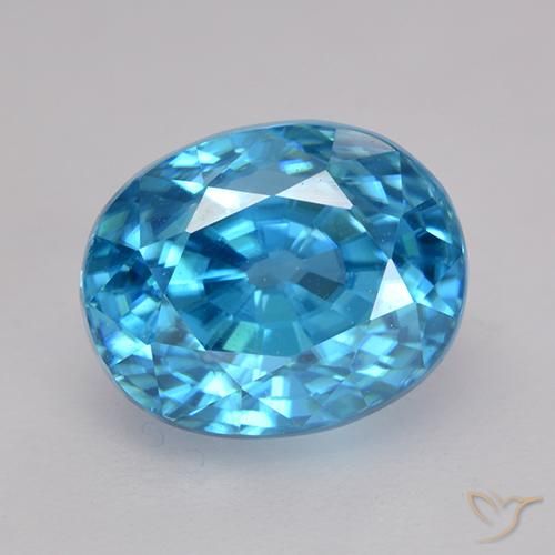 3.79ct Natural Azul medio Circón, Ovalada, VVS