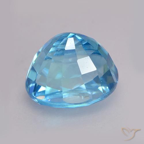 Circón Azul medio natural de 3.79 ct, Ovalada, VVS