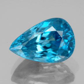 Circón Azul eléctrico natural de 7.47 ct, En forma de pera, VVS-VS