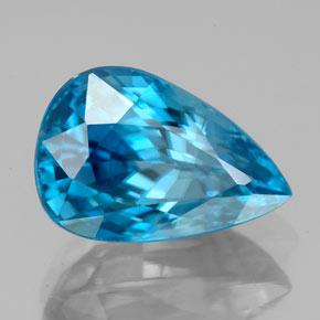 Circón Azul eléctrico natural de 7.47 ct, En forma de pera, VVS-VS