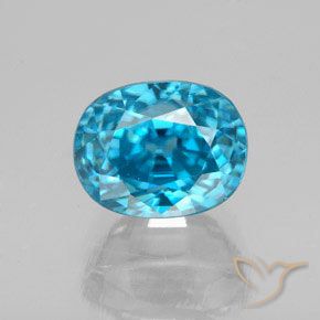 5.12ct Natural Azul eléctrico Circón, Ovalada, VS