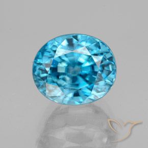 5.13ct Natural Azul intenso Circón, Ovalada, VVS-VS