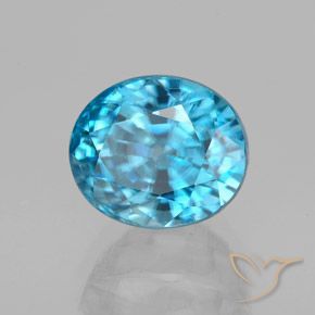 Circón Azul intenso natural de 5.13 ct, Ovalada, VVS-VS