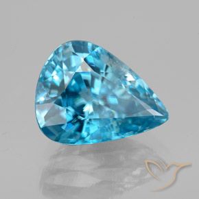 Circón Azul medio natural de 5.75 ct, En forma de pera, VS