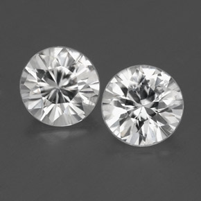 Gemas de circón blanco natural de  ct, corte redondo, VS