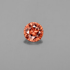 Circón naranja natural de 0,71 ct, corte redondo, VVS