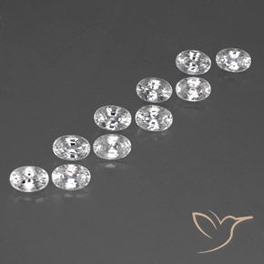 Gemas de Circón Blanco natural de 8.58 ct, Ovalada, VVS-VS