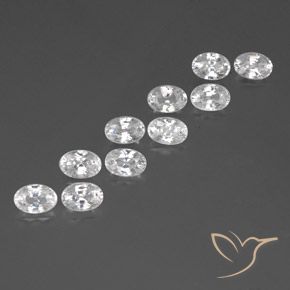 Gemas de Circón Blanco natural de 8.12 ct, Ovalada, VVS-VS
