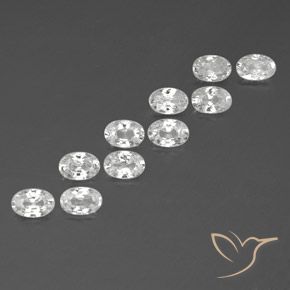Gemas de Circón Blanco natural de 7.33 ct, Ovalada, VVS-VS
