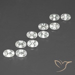 Gemas de Circón Blanco natural de 8.81 ct, Ovalada, VVS-VS