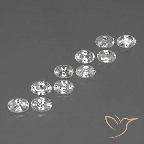 Gemas de Circón Blanco natural de 7.84 ct, Ovalada, VVS-VS