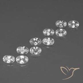 Gemas de Circón Blanco natural de 8.48 ct, Ovalada, VVS-VS