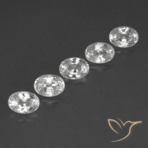Gemas de Circón Blanco claro natural de 7.48 ct, Ovalada, VVS-VS