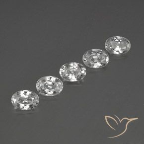 Gemas de Circón Blanco claro natural de 6.40 ct, Ovalada, VS