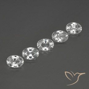 Gemas de Circón Blanco claro natural de 6.83 ct, Ovalada, VS