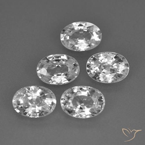 Gemas de Circón Blanco claro natural de 6.54 ct, Ovalada, VS
