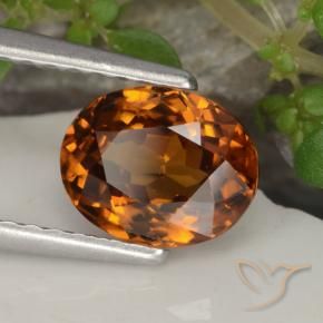 Circón Naranja rojizo natural de 1.68 ct, Ovalada, VVS