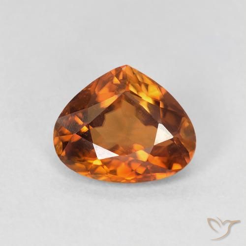 1.57ct Natural Naranja oscuro Circón, En forma de pera, VVS-VS
