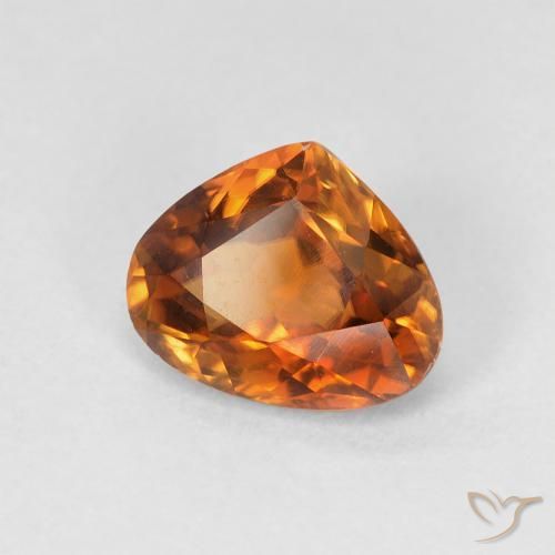 Circón Naranja oscuro natural de 1.57 ct, En forma de pera, VVS-VS