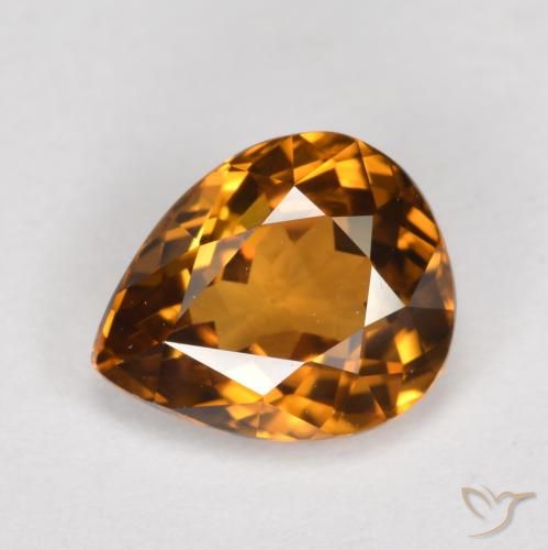 1.68ct Natural Naranja oscuro Circón, En forma de pera, VVS
