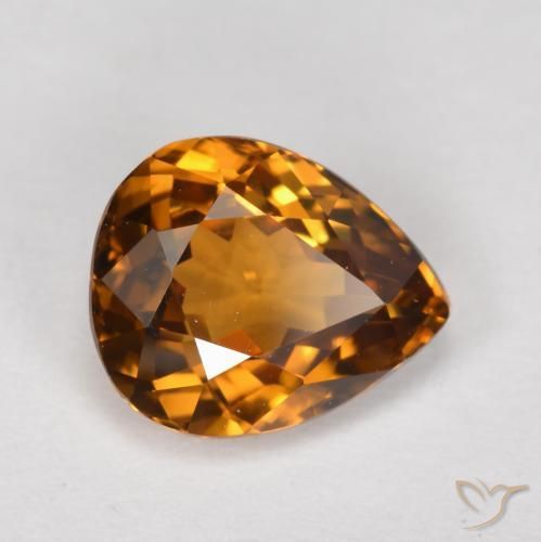 Circón Naranja oscuro natural de 1.68 ct, En forma de pera, VVS