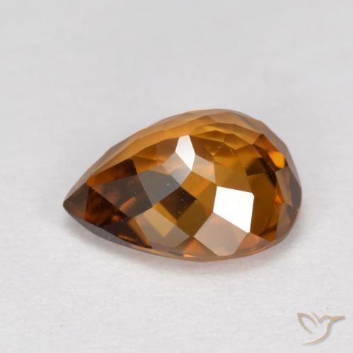 Circón Naranja oscuro natural de 1.68 ct, En forma de pera, VVS