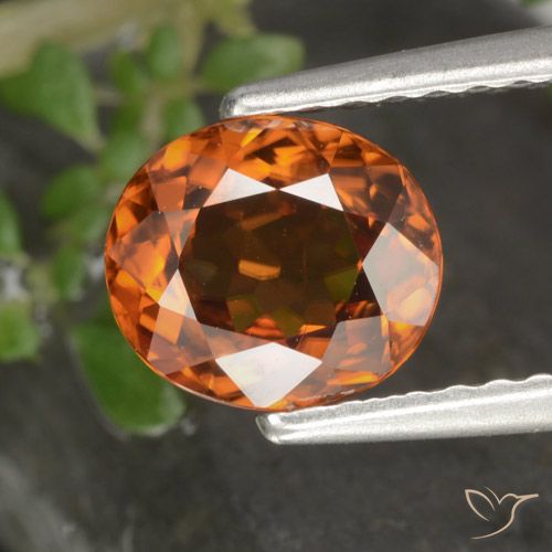 1.49ct Natural Naranja oscuro Circón, Ovalada, VS
