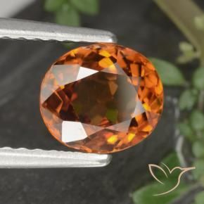 Circón Naranja oscuro natural de 1.49 ct, Ovalada, VS