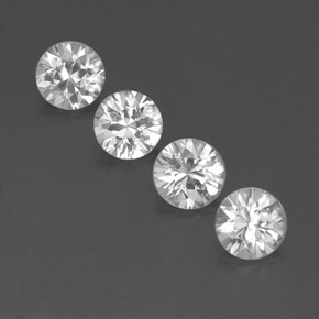 Gemas de circón blanco natural de 4,48 ct, corte redondo, VVS-VS