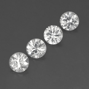 Gemas de circón blanco natural de 4,48 ct, corte redondo, VVS-VS