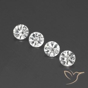 Gemas de Circón Blanco claro natural de 4.21 ct, Redondo, VS