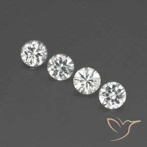Gemas de Circón Blanco claro natural de 4.41 ct, Redondo, VS