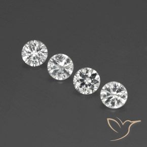 Gemas de Circón Blanco claro natural de 4.44 ct, Redondo, VVS-VS