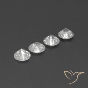 Gemas de Circón Blanco claro natural de 4.12 ct, Redondo, VVS-VS