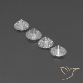 Gemas de Circón Blanco claro natural de 3.95 ct, Redondo, VVS-VS